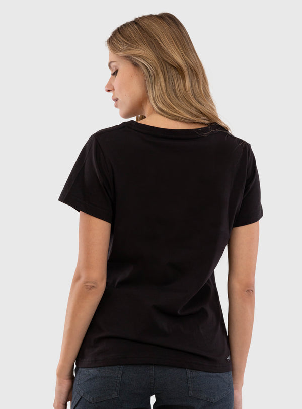 Polera Orgánica Classic Logo V2 Black (Mujer)