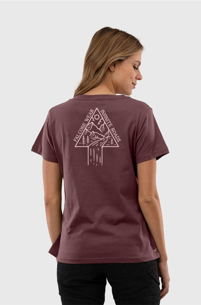 Polera Orgánica Infinite Roads Burdeo (Mujer)