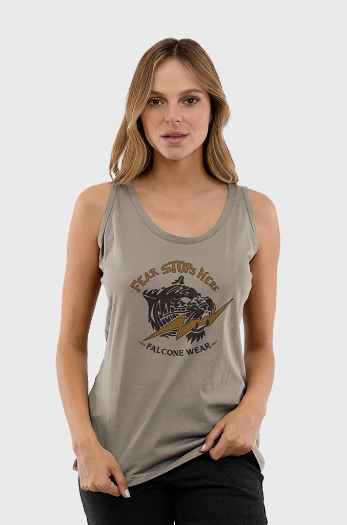 Polera Orgánica Sin Mangas Tiger Taupe (Mujer) – Falcone Wear