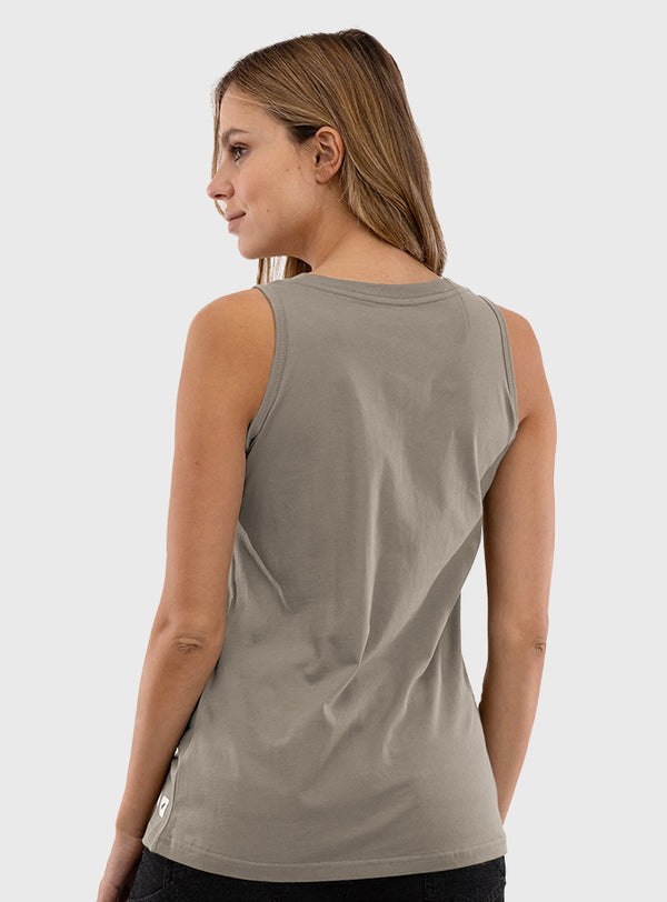 Polera Orgánica Sin Mangas Tiger Taupe (Mujer)