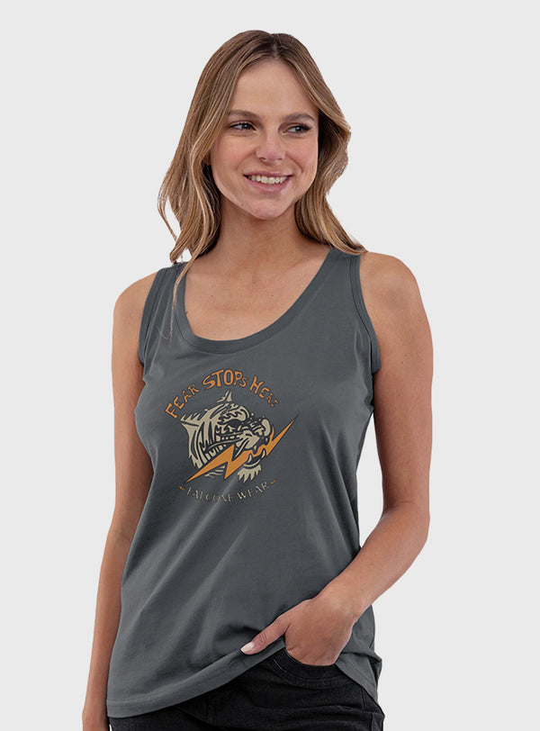 Polera Orgánica Sin Mangas Tiger Gray (Mujer)