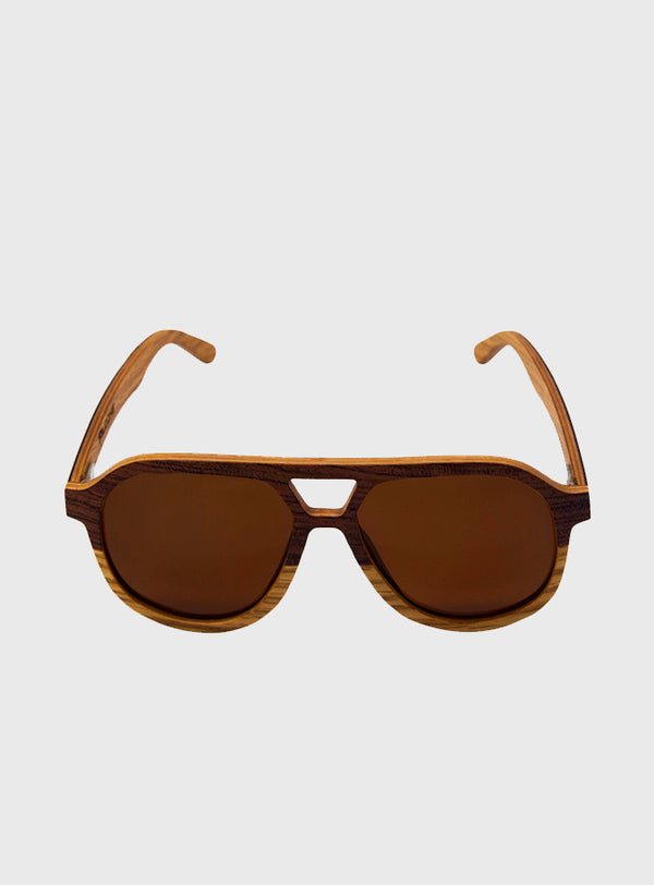 Lente de Madera Aviator Light Brown