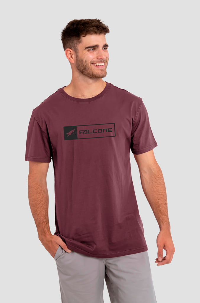 Polera Orgánica Rectangular Logo V2 Burdeo (Hombre)