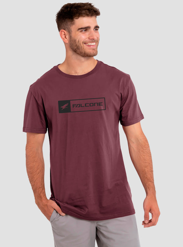 Polera Orgánica Rectangular Logo V2 Burdeo (Hombre)