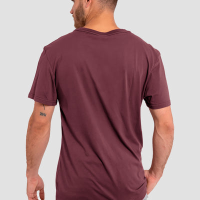 Polera Orgánica Rectangular Logo V2 Burdeo (Hombre)