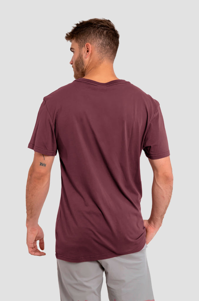 Polera Orgánica Rectangular Logo V2 Burdeo (Hombre)
