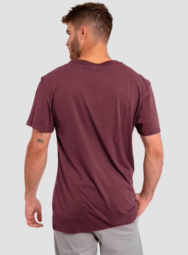 Polera Orgánica Rectangular Logo V2 Burdeo (Hombre)