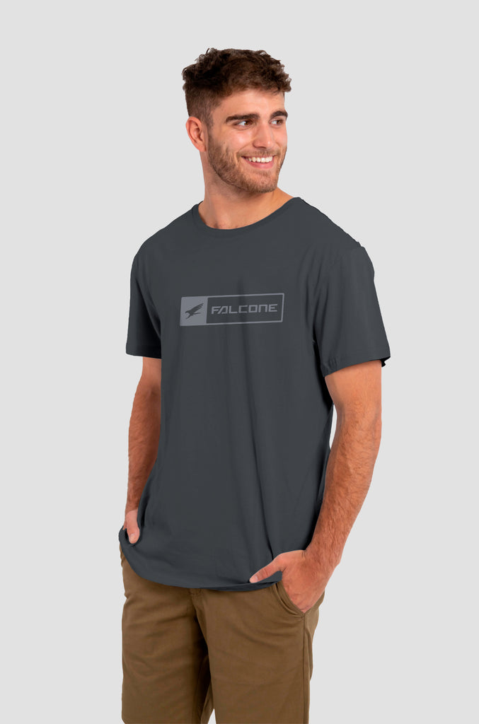 Polera Orgánica Rectangular Logo V2 Dark Gray (Hombre)
