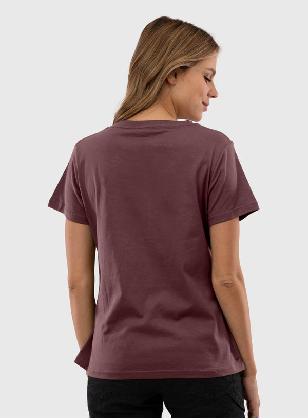 Polera Orgánica Classic Logo V2 Burdeo (Mujer)