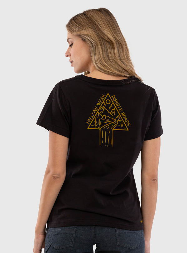 Polera Orgánica Infinite Roads Black (Mujer)