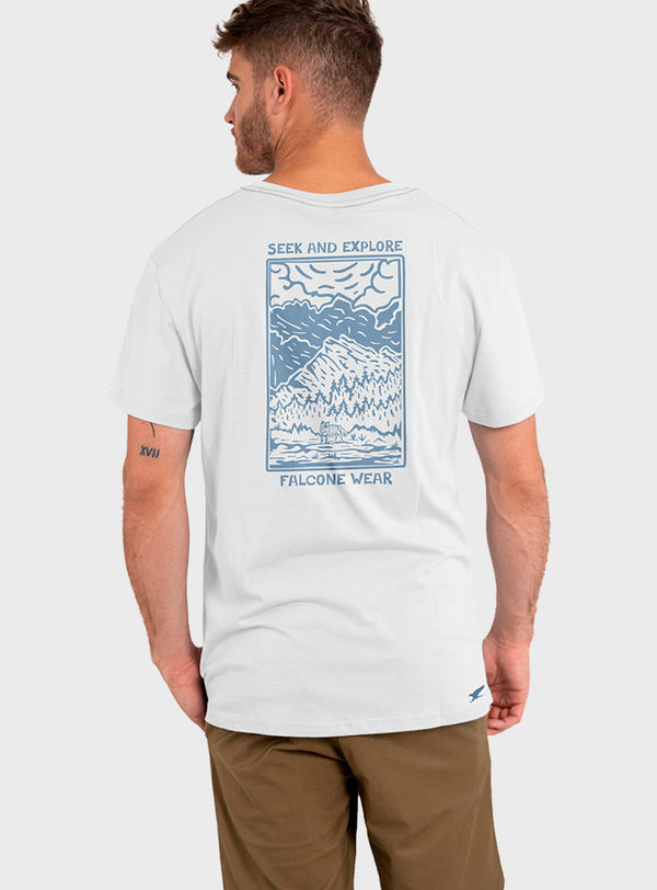 Polera Orgánica Seek And Explore White (Hombre)
