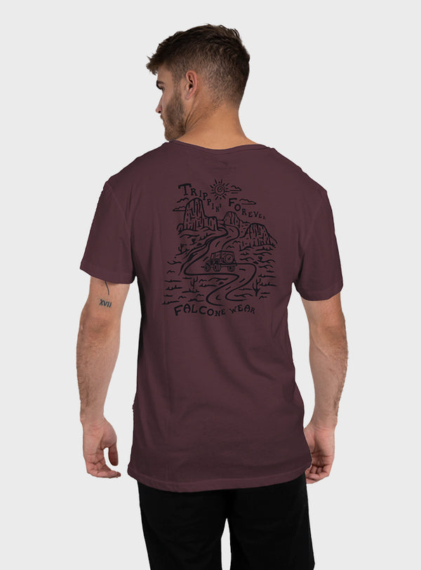 Polera Orgánica Trippin Forever V2 Burdeo (Hombre)