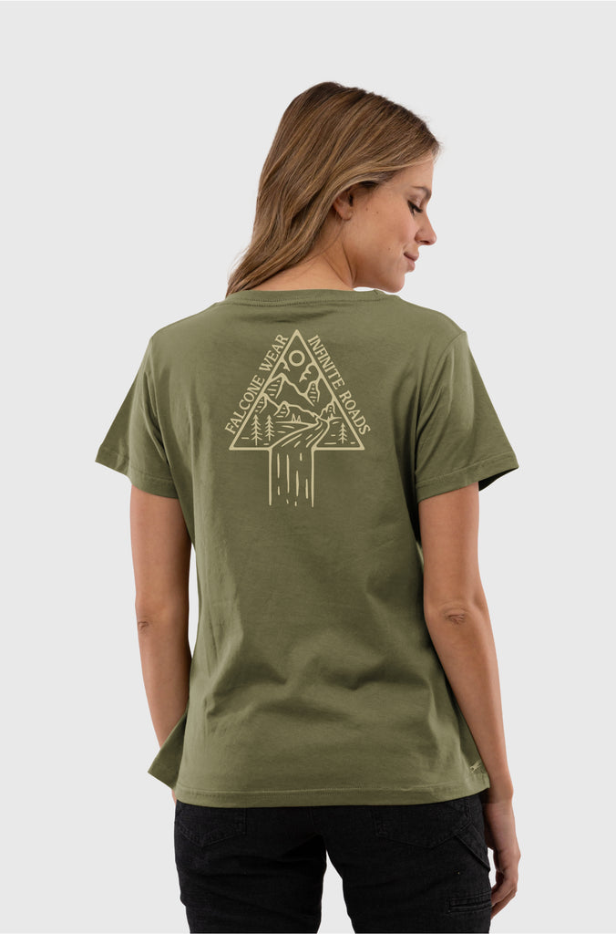 Polera Orgánica Infinite Roads Green (Mujer)