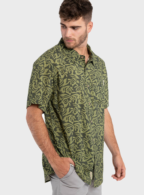 Camisa Guayabera Clásica Print Leaves (Hombre)