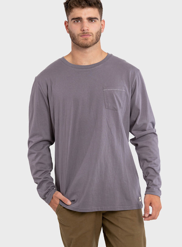Polera Manga Larga con Bolsillo Graphite Gray (Hombre)
