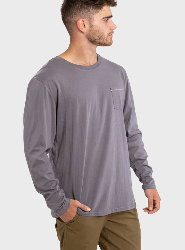 Polera Manga Larga con Bolsillo Graphite Gray (Hombre)