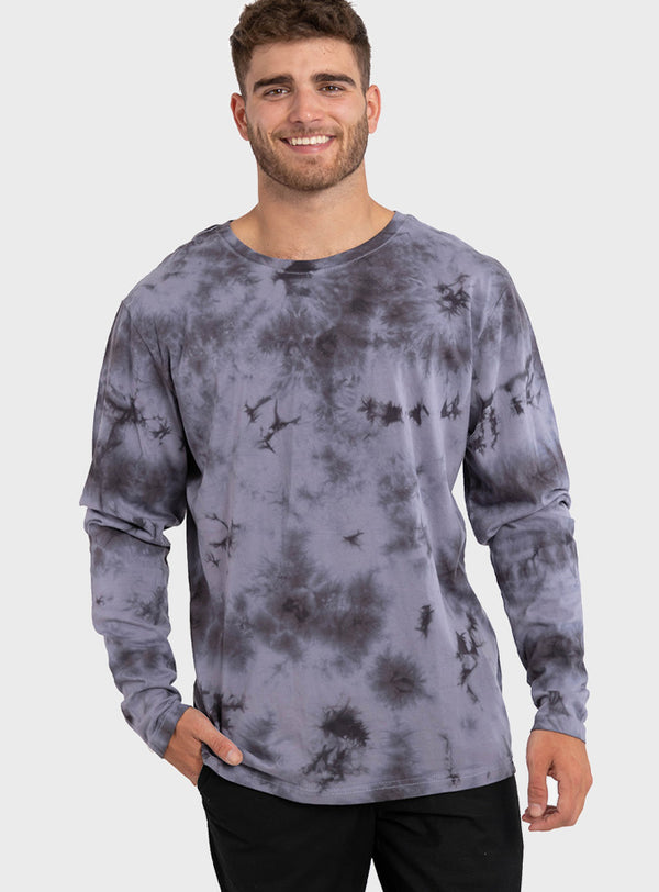 Polera Orgánica Manga Larga Tie-Dye Gray (Hombre)