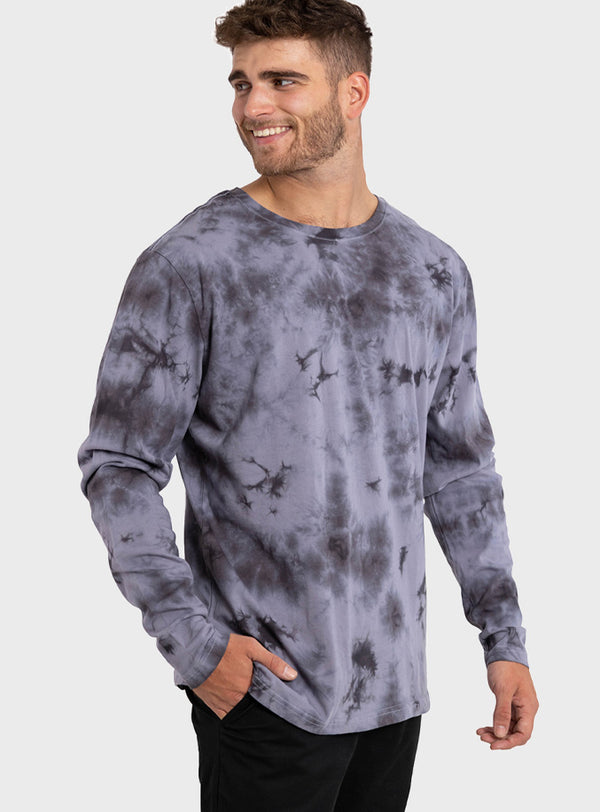Polera Orgánica Manga Larga Tie-Dye Gray (Hombre)