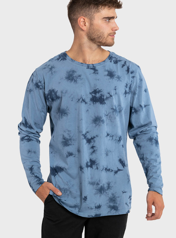 Polera Orgánica Manga Larga Tie-Dye Blue (Hombre)
