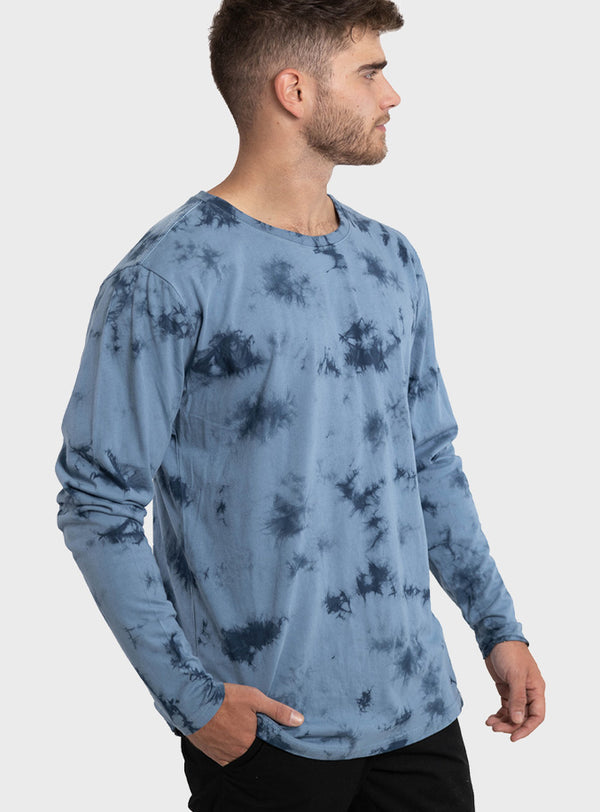 Polera Orgánica Manga Larga Tie-Dye Blue (Hombre)