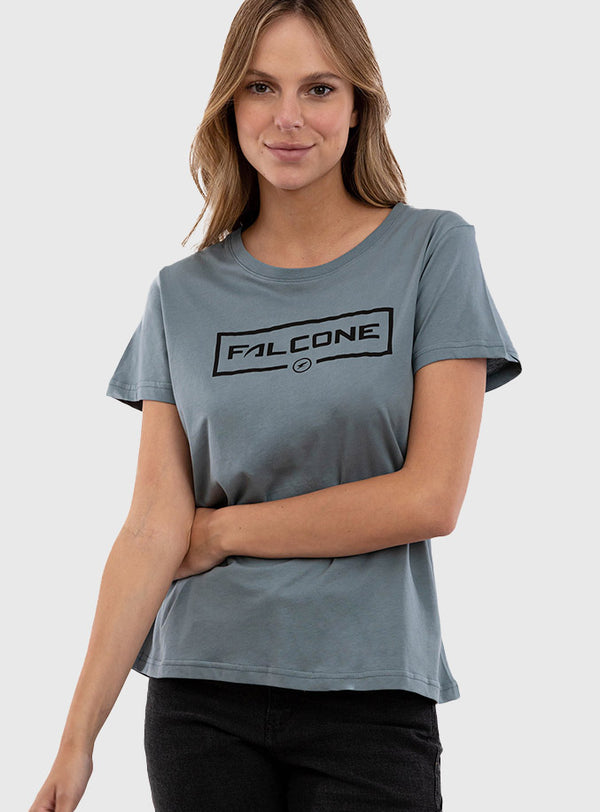 Polera Orgánica Rectangular Logo Petrol Blue (Mujer)