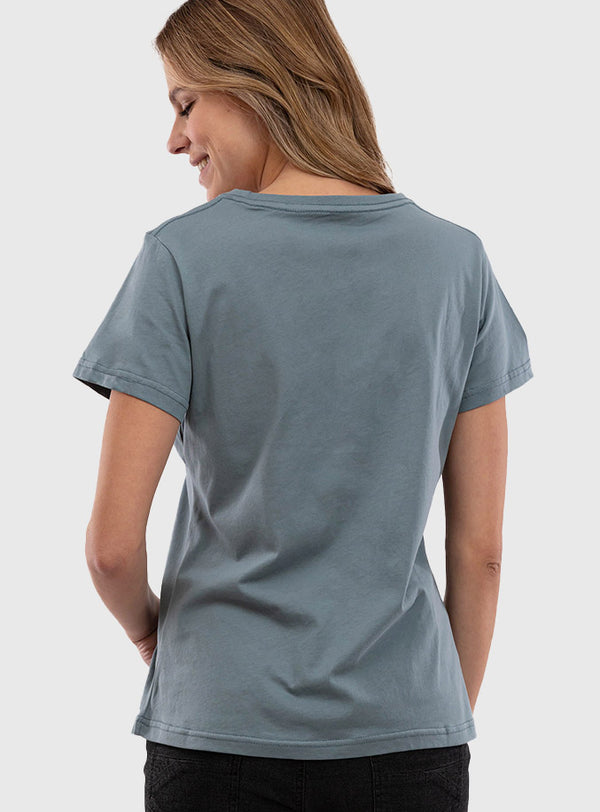 Polera Orgánica Rectangular Logo Petrol Blue (Mujer)
