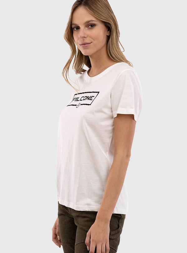Polera Orgánica Rectangular Logo Off White (Mujer)