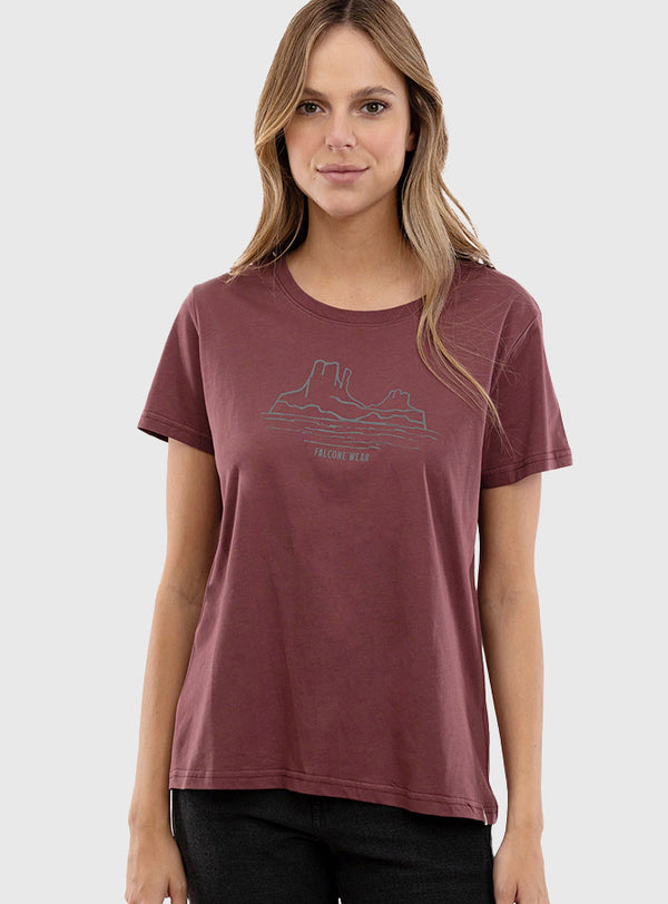 Polera Orgánica Postal Burdeo (Mujer)