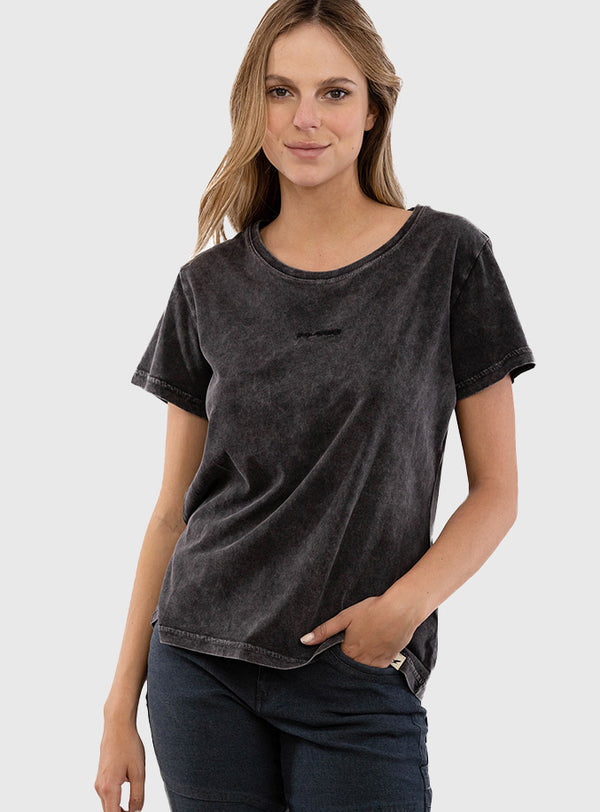 Polera Orgánica Acid-Wash Black (Mujer)