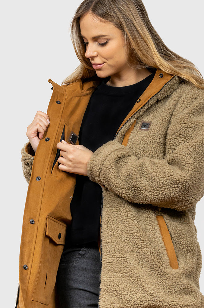Chaqueta Canvas Reversible Woodstone Camel (Mujer)