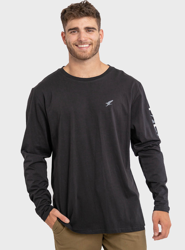 Polera Orgánica Manga Larga Vertical Logo Black (Hombre)