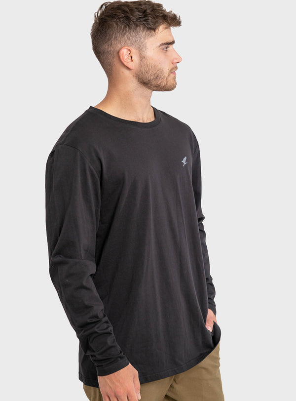 Polera Orgánica Manga Larga Vertical Logo Black (Hombre)