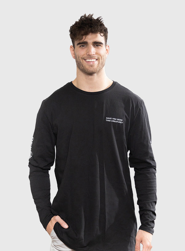 Polera Orgánica Manga Larga Lake Creature Black (Hombre)
