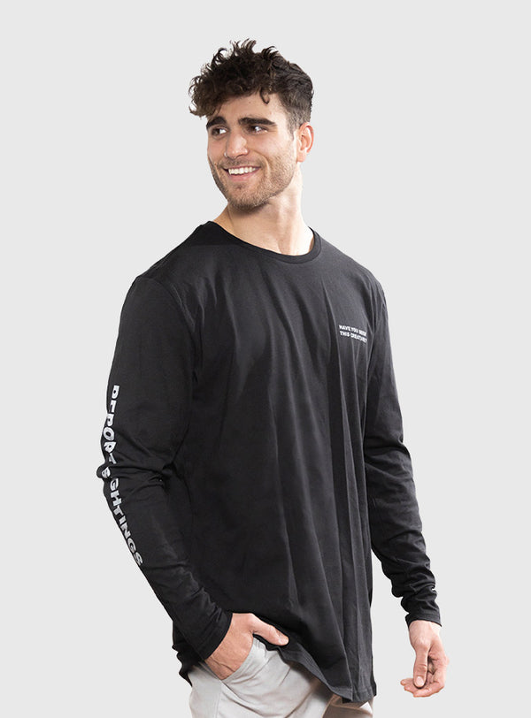Polera Orgánica Manga Larga Lake Creature Black (Hombre)
