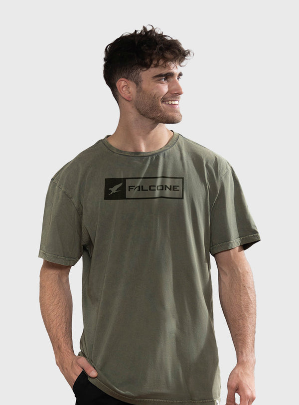 Polera Orgánica Acid-Wash Rectangular Logo Green (Hombre)