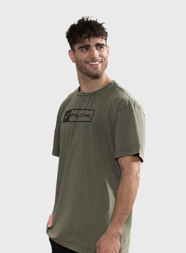 Polera Orgánica Acid-Wash Rectangular Logo Green (Hombre)