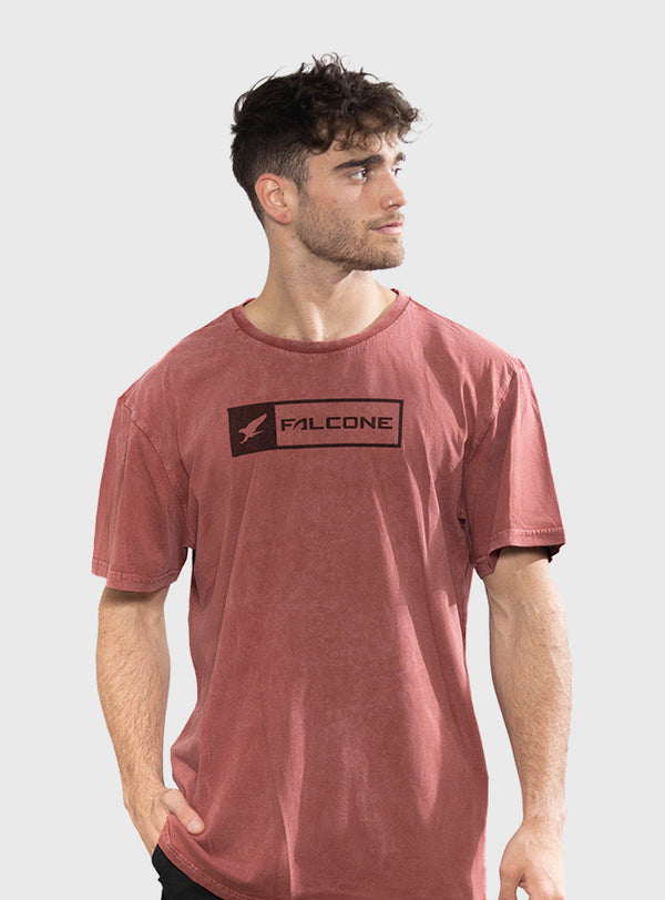 Polera Orgánica Acid-Wash Rectangular Logo Red (Hombre)