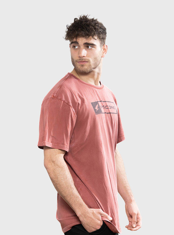 Polera Orgánica Acid-Wash Rectangular Logo Red (Hombre)