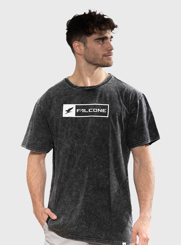 Polera Orgánica Acid-Wash Rectangular Logo Black (Hombre)