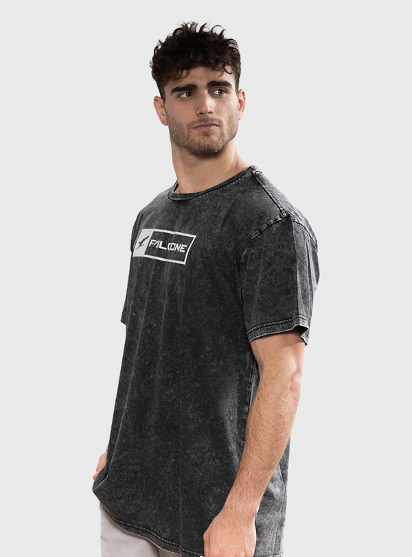 Polera Orgánica Acid-Wash Rectangular Logo Black (Hombre)